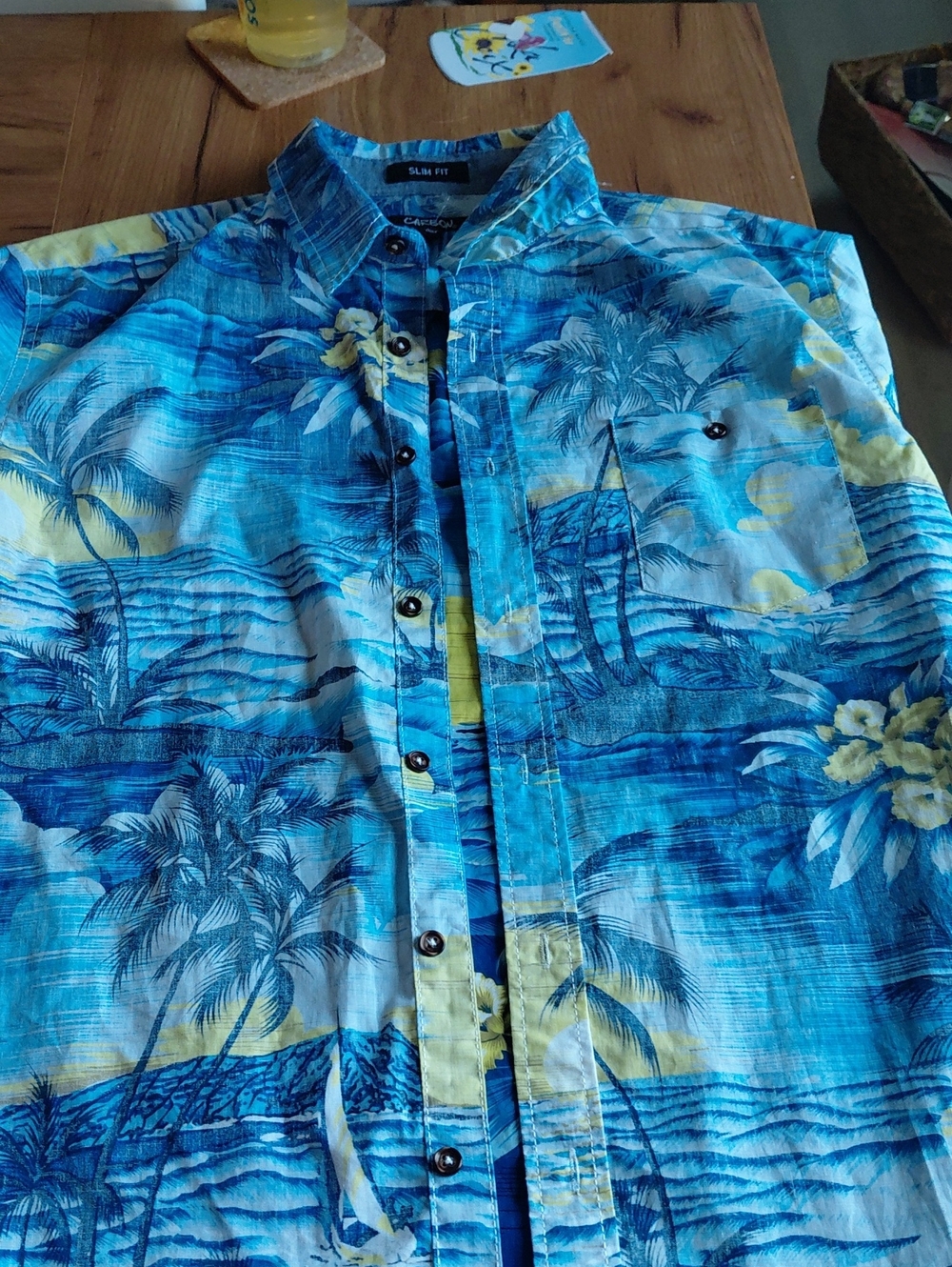Carbon Blue and Yellow Tropical Print Shirt